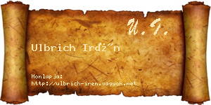Ulbrich Irén névjegykártya